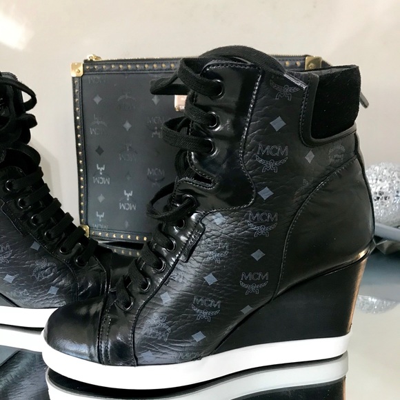 mcm wedge sneakers